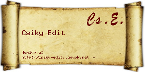 Csiky Edit névjegykártya